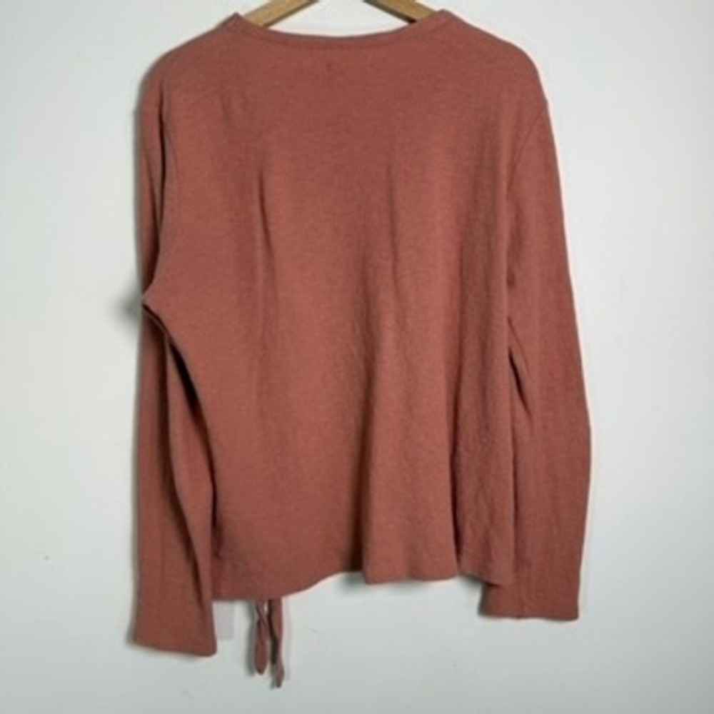 Madewell Side Tie Knot Top Womens Large Rose Pink Long Sleeve Cotton J4683 Boho - Picture 10 of 10